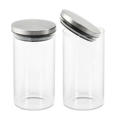 CHINADA 不鏽鋼圓形密封玻璃瓶, 1.5L, 2個