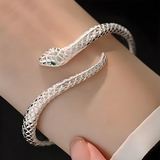 Buddha best 女士招財運綠色方晶鋯石開口蛇形手環