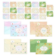 마음담아 보테 미니 편지지 4종 세트, 혼합색상, 24p