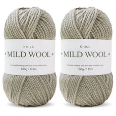 Knitt Mild Wool羊毛混紡編織線 100g, 2個, 10暖灰色