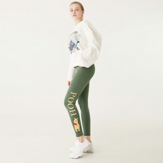 迪士尼女款微笑小熊維尼字樣緊身褲 R-31