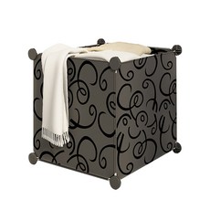 組裝式簡約洗衣籃 D_RD_347, 黑色, 1個