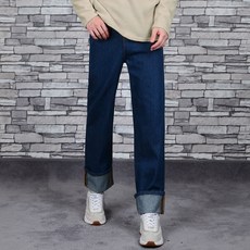 타운클로 남성용 롤업 생지 와이드 청바지 J3602