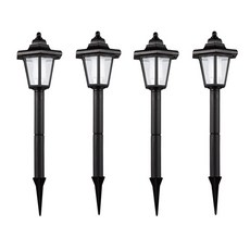 ZIO-BIZ 太陽能六角庭園燈 小型 4入, 黑色