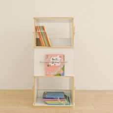 심플룸 아동용 회전 전면 책장, 화이트, 3단