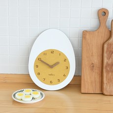 타임데코 인테리어 무소음 에그벽시계, 화이트 + 옐로우