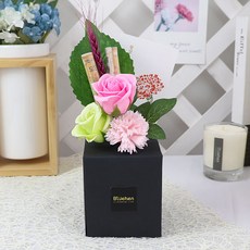 블뤼엔 비누꽃 라이팅카네이션 + 돈픽 꽃상자 세트, 핑크, 1개