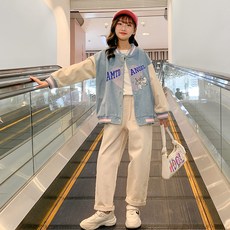 女款拼色棒球外套