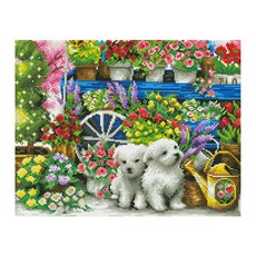 iLovePainting DIY寶石十字繡 花車與小狗, 混合色, 1個