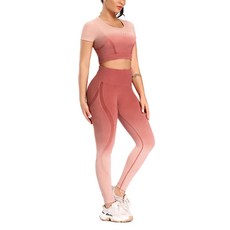 女款漸層圓領瑜珈服上下套裝