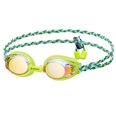 Phoenix 兒童用 Beluga 鏡面織物觸感防霧泳鏡 PJ-1505JM FB TA, 1個, 萊姆綠