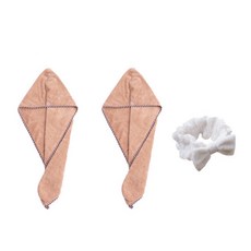 柔軟乾髮巾 SG36 2入 + 洗臉髮帶組, 類型3, 1套