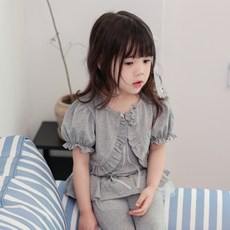 kikimora 女童單色荷葉邊短版罩衫