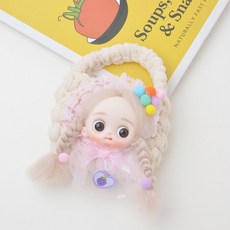 뜨개가방 공주인형 키링, 베이지, 1개, 8cm