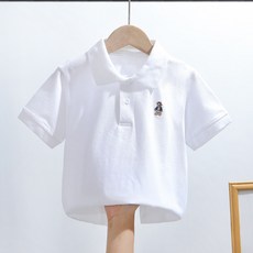 JOYMULTI 兒童基本款刺繡素色短袖Polo衫