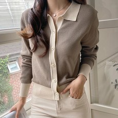 Lusida 女款Aero撞色針織開襟衫