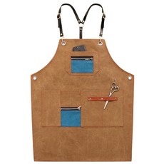 데님 더블 지퍼 포켓 바리스타 앞치마 A_RD_82, 브라운, 1개