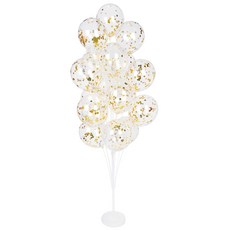 PARTYSHOW 氣球裝飾支架組 19支桿 160cm + 圓形亮片氣球 20入, 金色, 1套