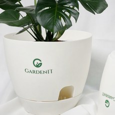 Gardenit 原創圓形自動吸水花盆 + 託盤, 1個, 白色