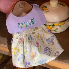 Puppy Dream 狗狗花卉蝴蝶結披肩領連身裙 10056, 紫色, 1個