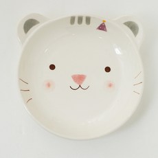 Moi Natural 兒童陶瓷動物造型小碟子, 1個, 貓咪