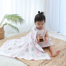 hwamo baby 莫代爾棉被子, 粉色 熊熊款