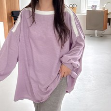 BONBONSTORY Celle 細條紋寬版孕婦T恤