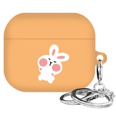 까미또 에어팟 3세대 큐티말랑 케이스 + 키링, 오렌지 토깽이, 1개