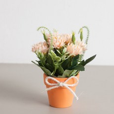 flowertree Cooing 小國菊人造花盆栽 14cm, 1個, 蜜桃色