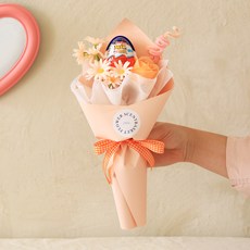 센트바스켓 스윗블룸 킨더조이 꽃다발, 살구(꽃), 랜덤발송(킨더조이)