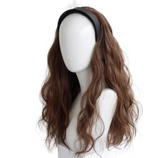 HiYuni 嬉皮燙髮簡約黑色髮帶式假髮 50cm, 淺棕色, 1個