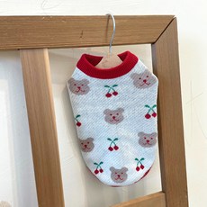 Caniche 狗狗櫻桃熊針織衫, 白色