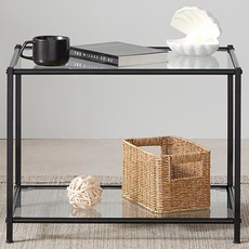 Tres Belle 鐵製玻璃模組層架 E6040, 透明(玻璃板) + 黑色(框架)