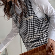 HANSGALLERY 格紋圍裙 均碼, 1個, 黑色