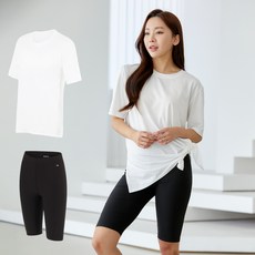 래시플 여성용 멀티플 반팔 래쉬가드 상하 2종 세트