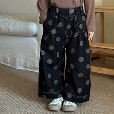 Starbean 寬版圓點丹寧褲