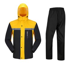 데일리프렌즈 오토바이 방수 우비 상하의 세트, 옐로우