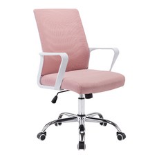 E-home Baez貝茲扶手半網可調式電腦椅 可調高度 透氣舒適 辦公學習皆宜, 58.5 x 53 x 91.5~101.5cm, 粉紅色