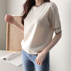 JENIT 女款背後鈕扣短袖針織上衣 n1488