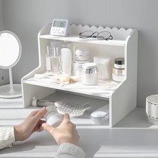 책상 정리 2단 선반 수납장 소형, 화이트, 1개