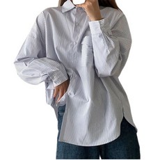 Doobom 女款時尚條紋長袖襯衫