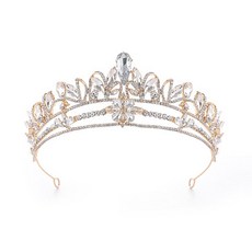 에스텔라 셀프웨딩 바로크 꽃 크리스탈 크라운 ere440, 1개, 골드