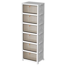 日式防塵折疊鞋櫃, 6層, 白色