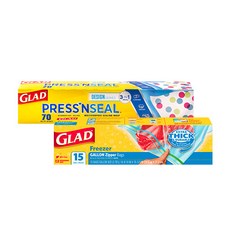 GLAD 佳能 圓點保鮮膜 21.6m*30cm+4重密封袋 L號 15入 用於冷凍, 1組