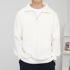 CONFIAR 男款寬鬆版型半拉鍊羅紋針織套頭衫 TC6309