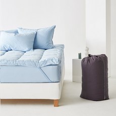 Attique 斜紋棉鬆緊帶床墊 + 收納袋 + 束帶 2件組, 天空藍