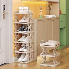 免安裝摺疊式縫隙6層鞋子收納架, 1個, 混合顏色