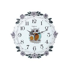 Wonwon商店 樹木圓形室內裝飾貓頭鷹花朵掛鐘, 銀色