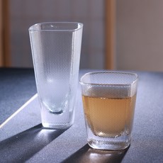 프렌치마르스 심플 노이즈 데일리 유리 물잔 300ml + 400ml 세트, 투명, 1세트