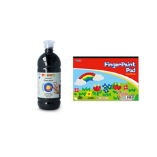PRiMO Finger Paint Black 750ml + 紙奈良墊 40p 套組, 1色